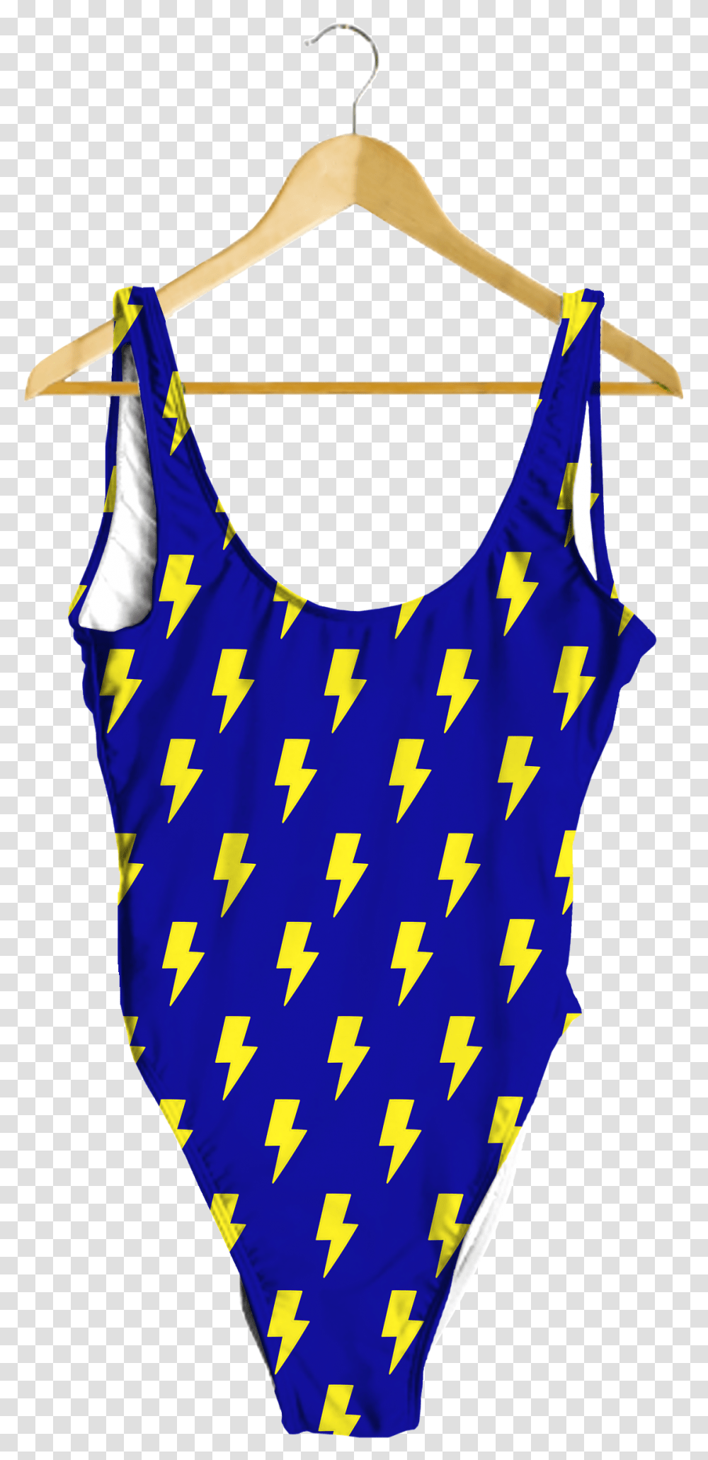 Yellow Lightning Bolts On Blue One Piece One Piece Swimsuit, Apparel, Tank Top, Swimwear Transparent Png