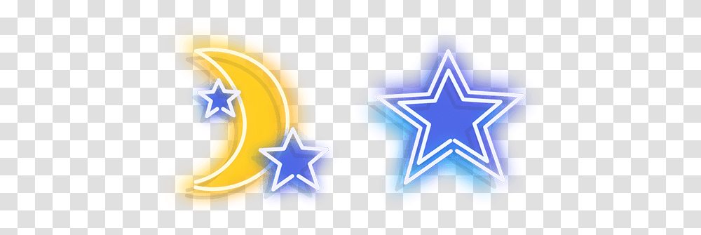 Yellow Moon And Blue Star Neon Cursor - Custom Emblem, Star Symbol, Purple Transparent Png