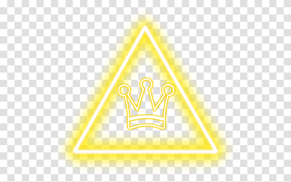 Yellow Neon Crown In Yellow Neon Triangle Emblem, Sign Transparent Png