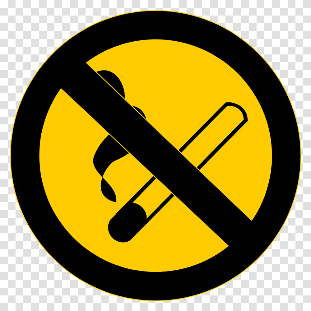 Yellow No Smoking Sign Free Image No Naked Flame Signs, Symbol, Light, Bomb, Weapon Transparent Png