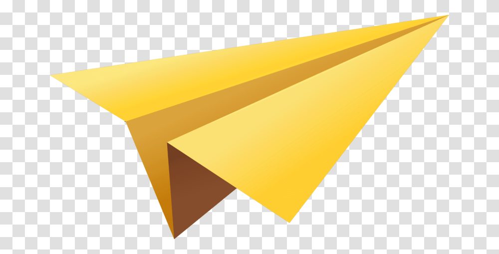 Yellow Paper Plane Yellow Paper Plane, Lighting, Triangle, Envelope Transparent Png