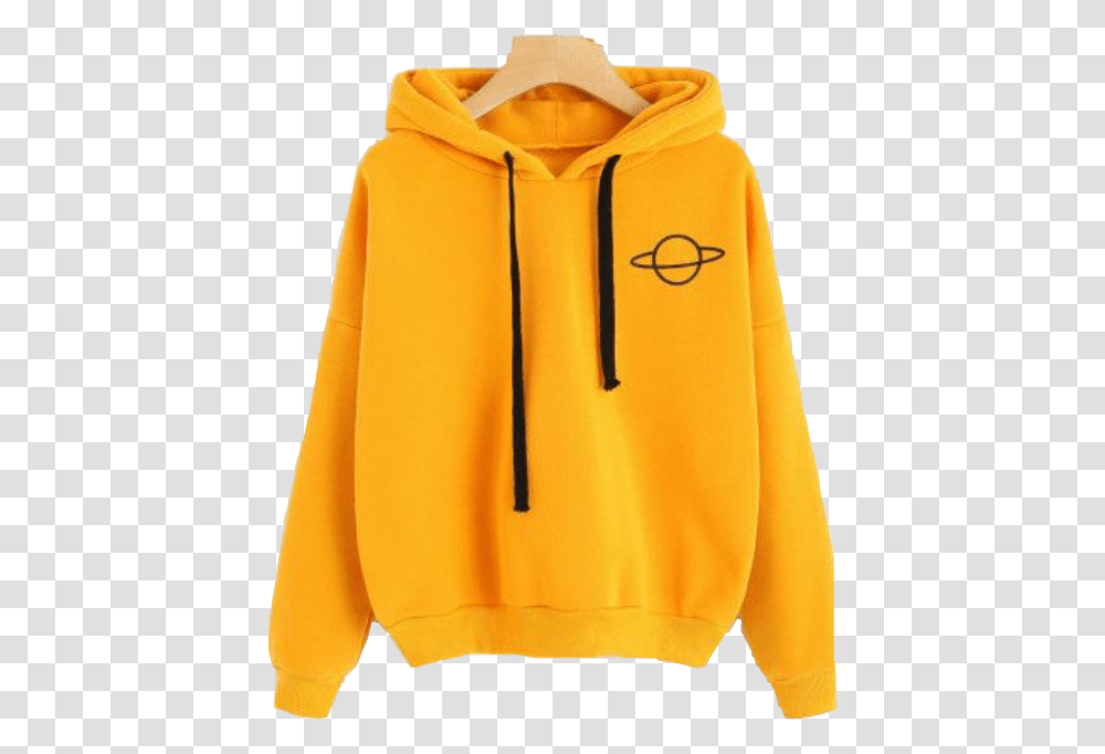 Yellow Saturn Space Planet Black Hoodie Sweater Hoodies For Women, Apparel, Sweatshirt, Fleece Transparent Png