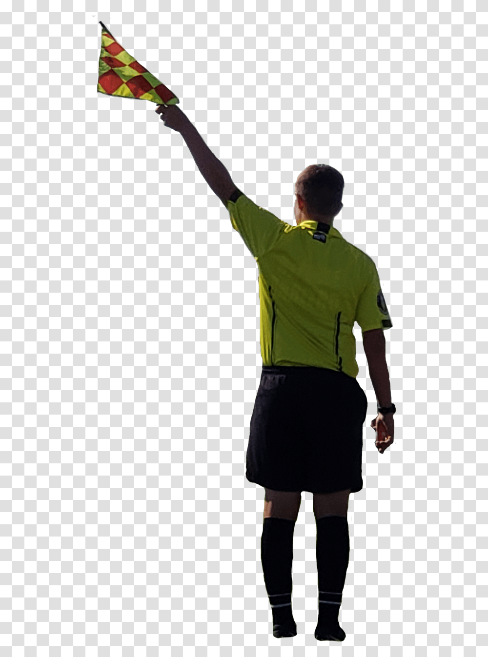 Yellow Shirt Referee Standing, Person, Sleeve, Long Sleeve Transparent Png