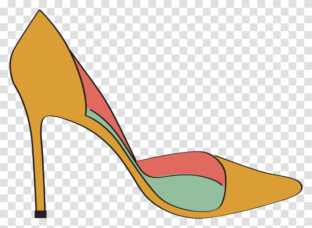 Yellow Shoe High Heeled Footwear Drawing Clip Art, Apparel, Cutlery, Sandal Transparent Png