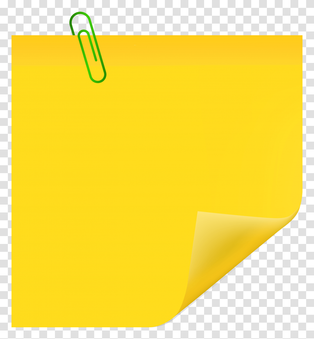 Yellow Sticky Note With Paperclip Clip Art, Label, Mustard, Food Transparent Png