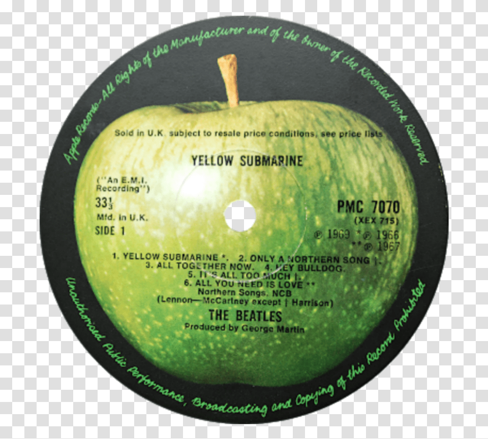 Yellow Submarine Label Apple Beatles, Disk, Plant, Green Transparent Png