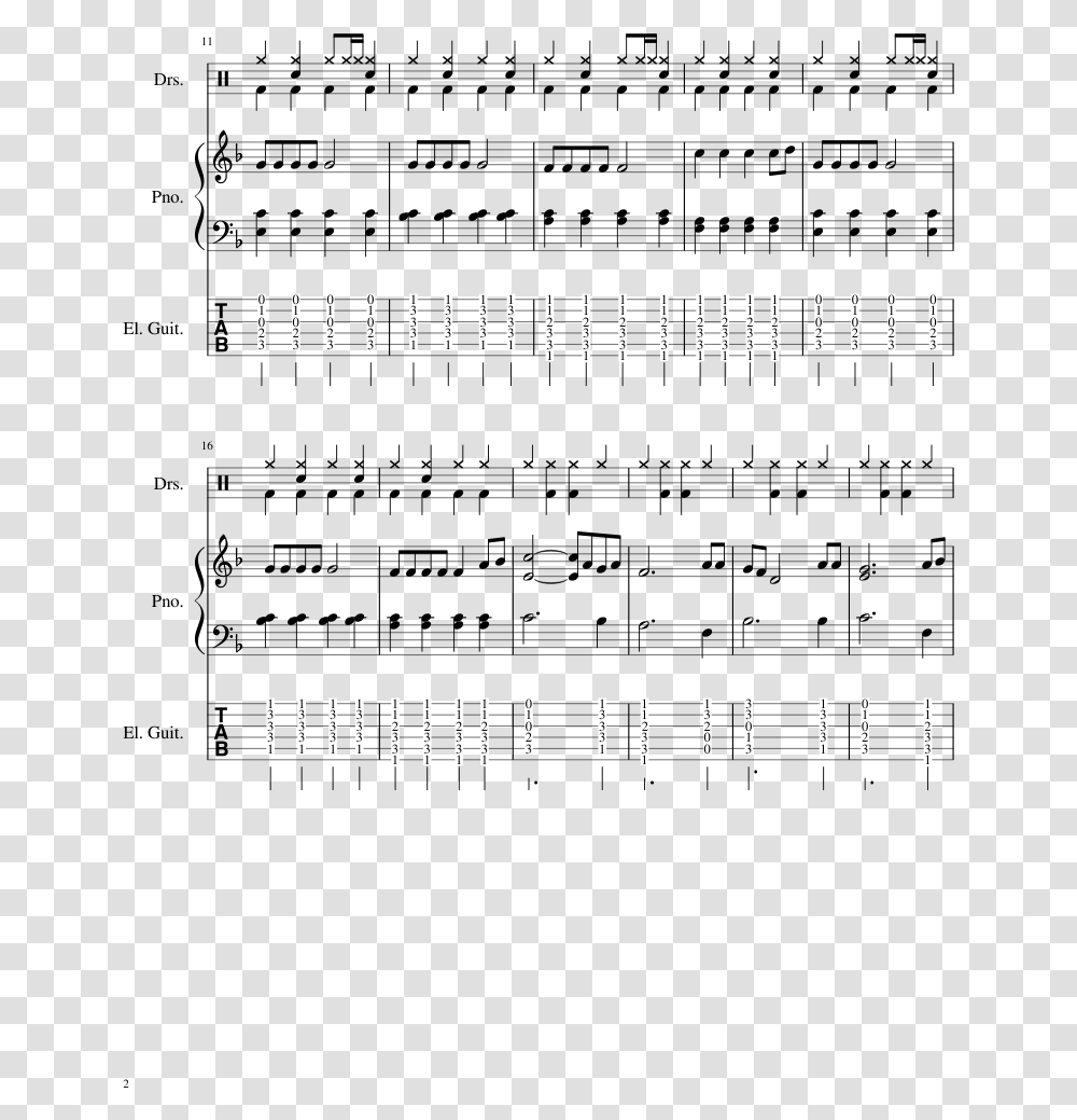 Yellow Submarine Sheet Music 2 Of 4 Pages Sheet Music, Plot, Number Transparent Png