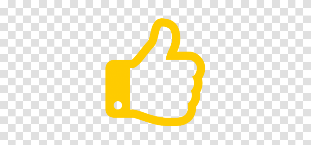 Yellow Thumbs Up Logo Similar To That Background Thumbs Up, Text, Alphabet, Label, Handsaw Transparent Png