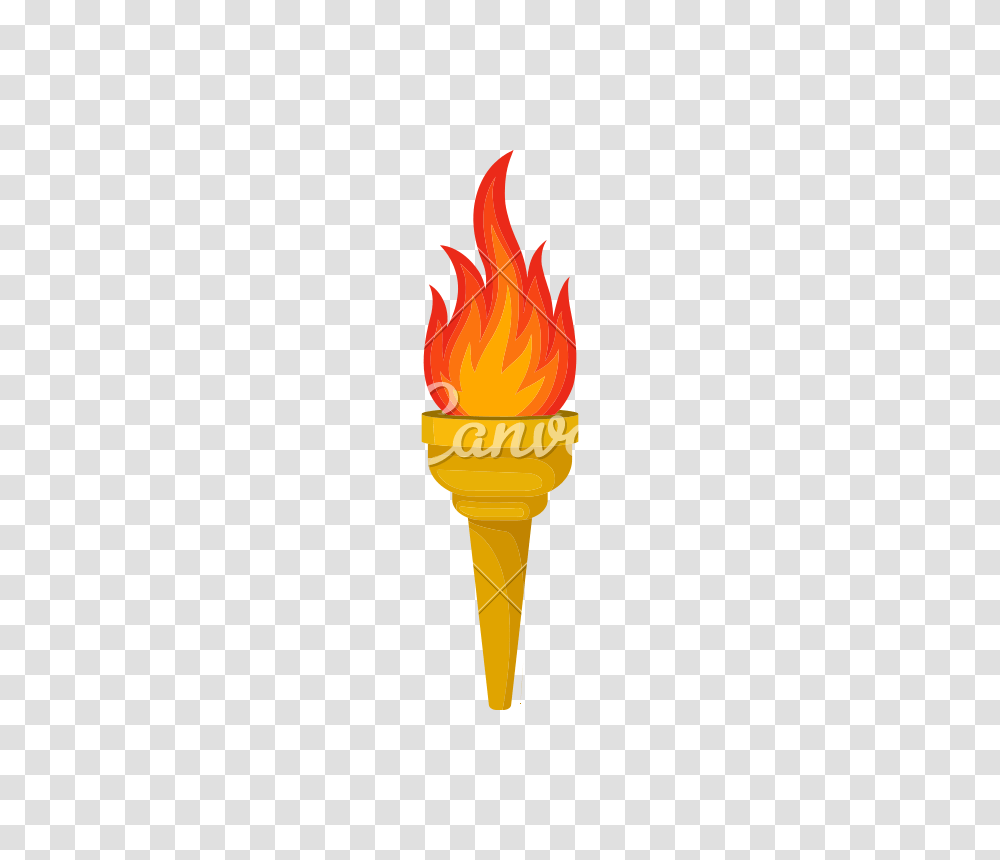 Yellow Torch With Bright Red Orange Fiery Flame Hot Blazing Fire, Light Transparent Png