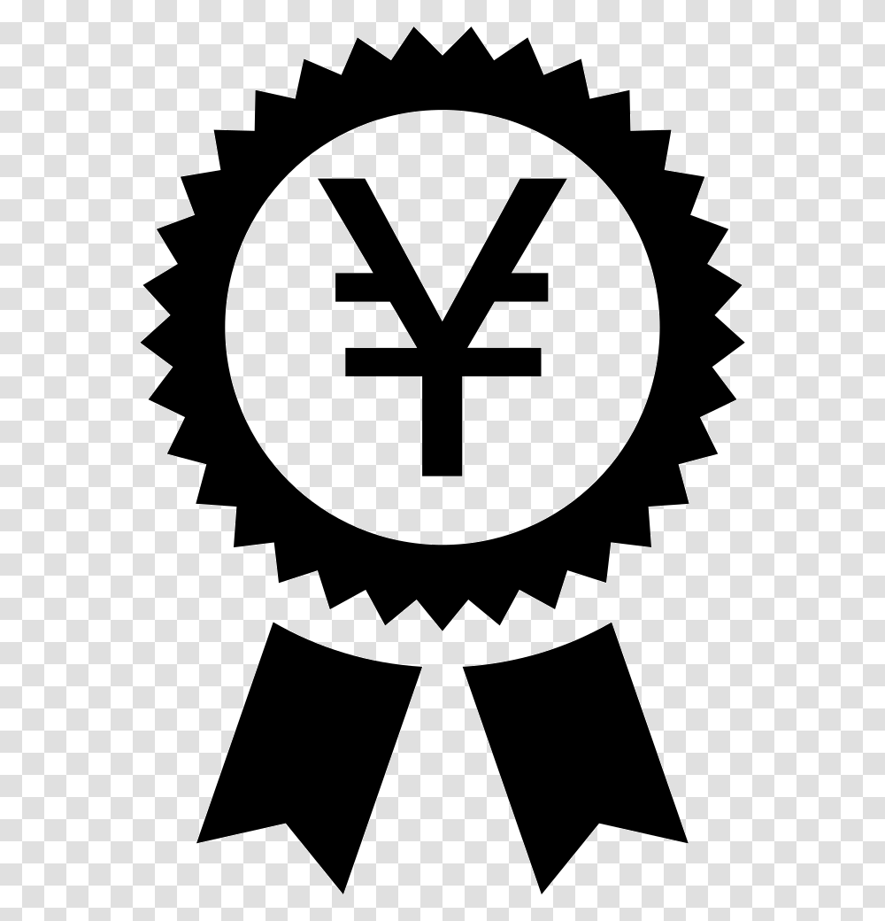 Yen Symbol In A Circular Pennant With Ribbon Comments Teachers Day Logo Circle, Cross, Stencil, Machine, Gear Transparent Png