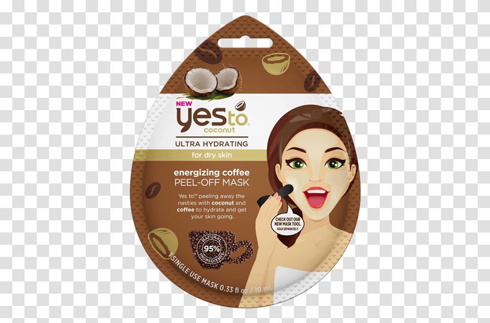 Yes To Coconut Energizing Coffee Peel Off Mask Single Yes To Peel Off Mask, Label, Disk, Food Transparent Png