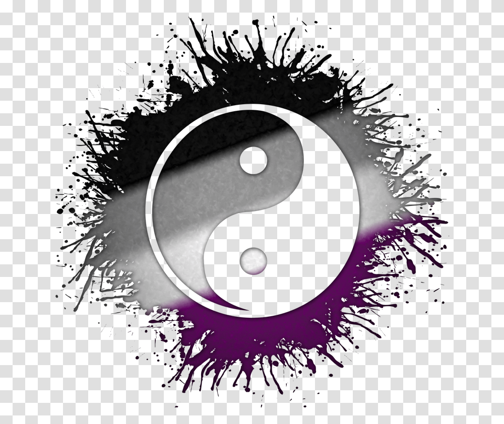 Yin And Yang Symbol Silhouetted Out Of Asexual Flag Rainbow Yin And Yang, Logo, Trademark Transparent Png