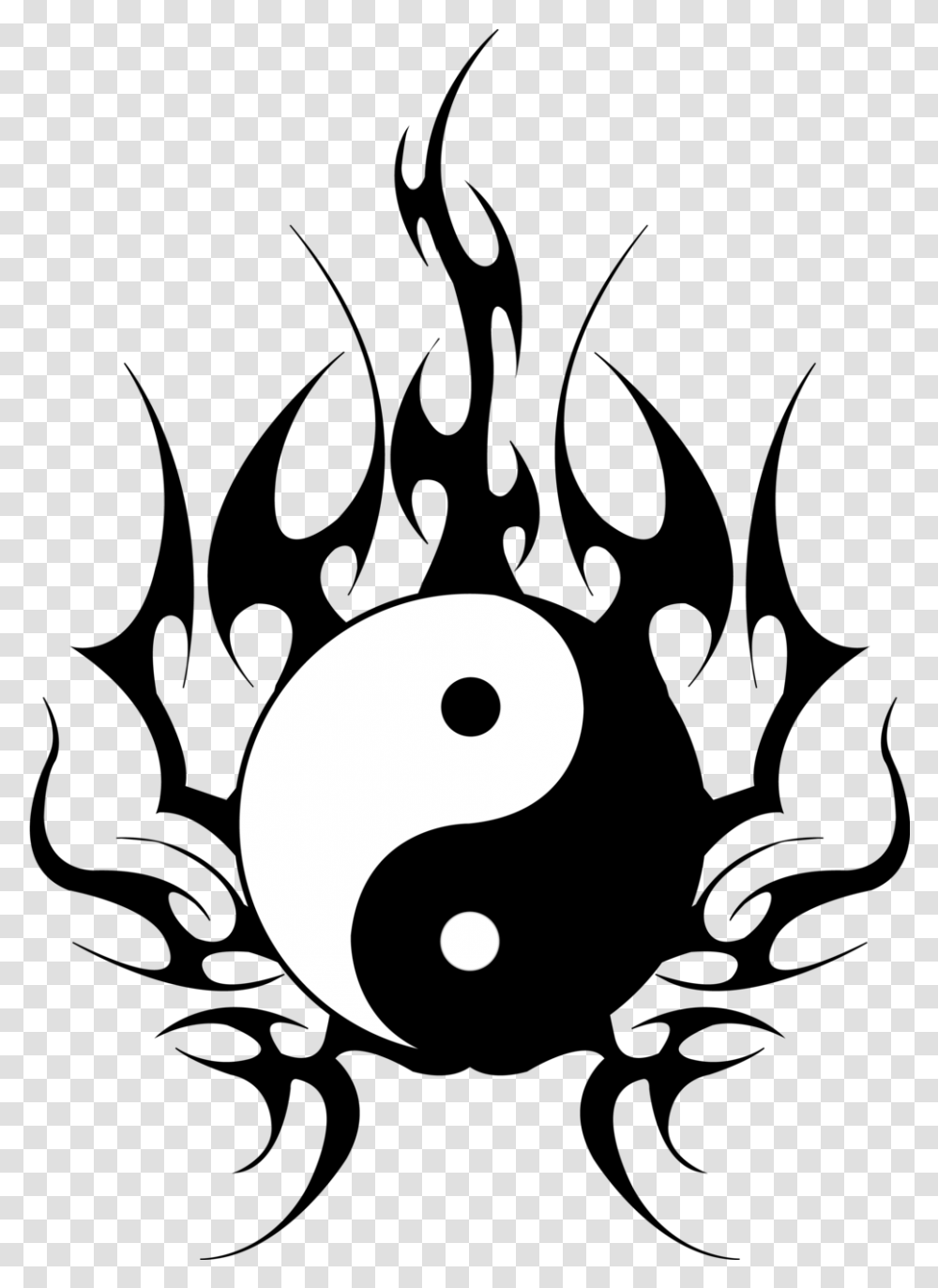 Yin Yang Tribal Design, Moon, Nature, Silhouette, Stencil Transparent Png