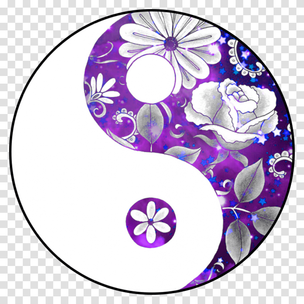 Yinyang Yinandyang Roses Purple Sparkles Drawings Of Yin And Yang, Pattern, Floral Design Transparent Png