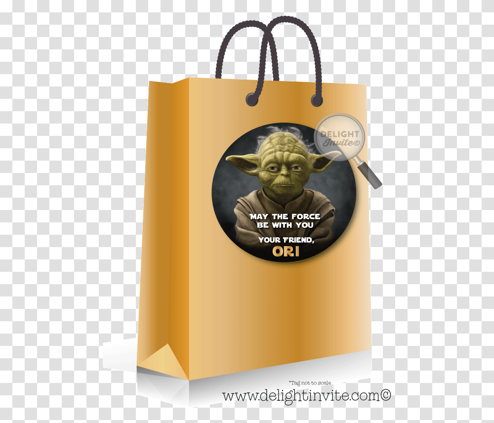 Yoda Star Wars Birthday Sticker Tag Birthday, Bag, Shopping Bag, Sack, Person Transparent Png