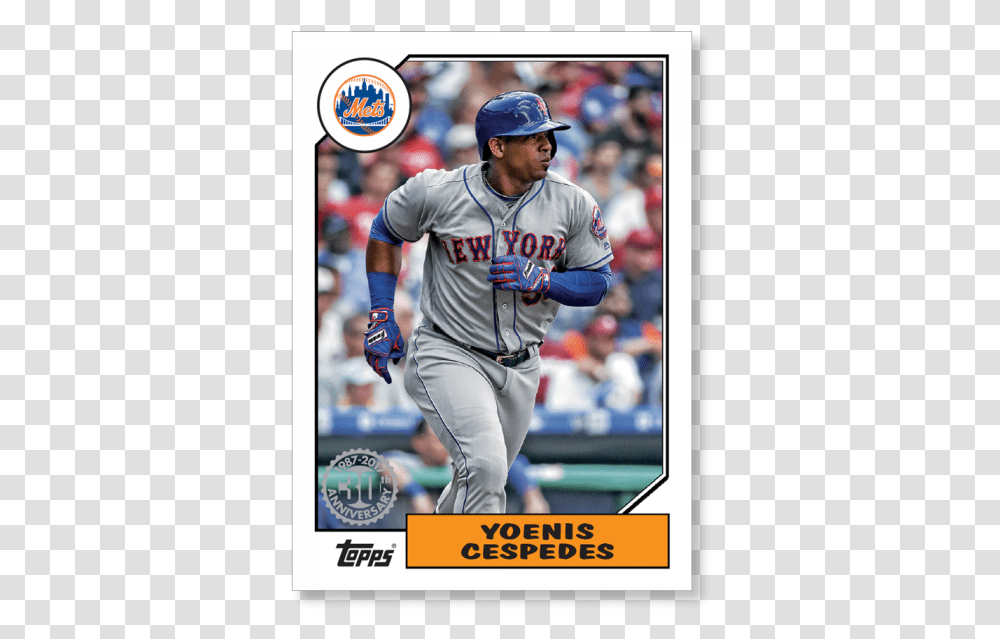 Yoenis Cespedes 2017 Topps Baseball Series 1 1987 Topps Logos And Uniforms Of The New York Mets, Person, Human, Athlete, Sport Transparent Png