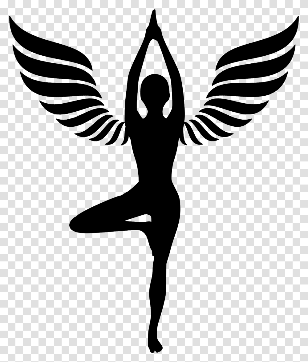 Yoga Meditation Wings Girl Silhouette Pose Hand Rocket League Ball Logo, Gray, World Of Warcraft Transparent Png