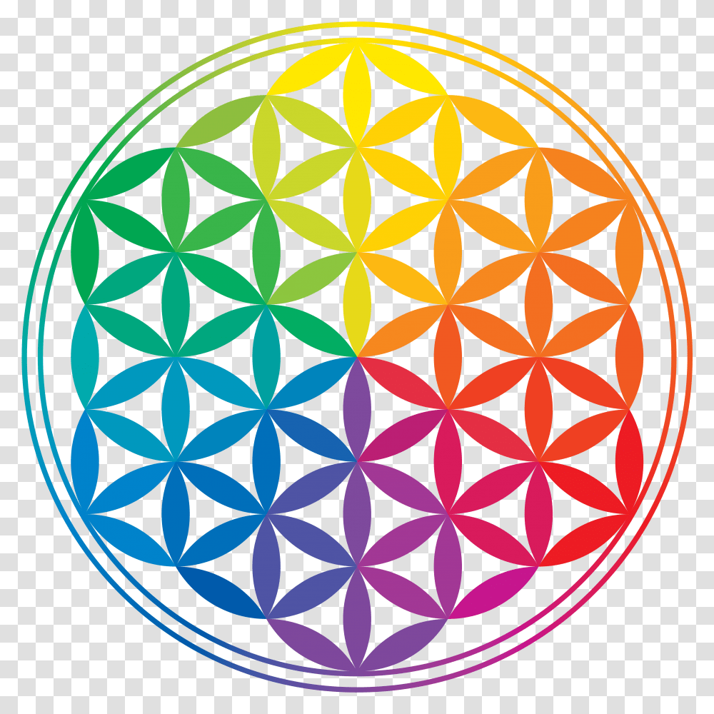 Yoga Therapy For Total Wellbeing Rainbow Flower Of Life, Ornament, Pattern, Fractal, Diamond Transparent Png