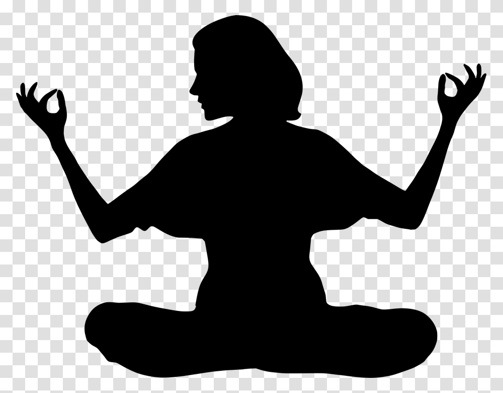 Yoga Woman Girl Mind Peace Harmony Calm Meditation Silhouette, Gray, World Of Warcraft Transparent Png