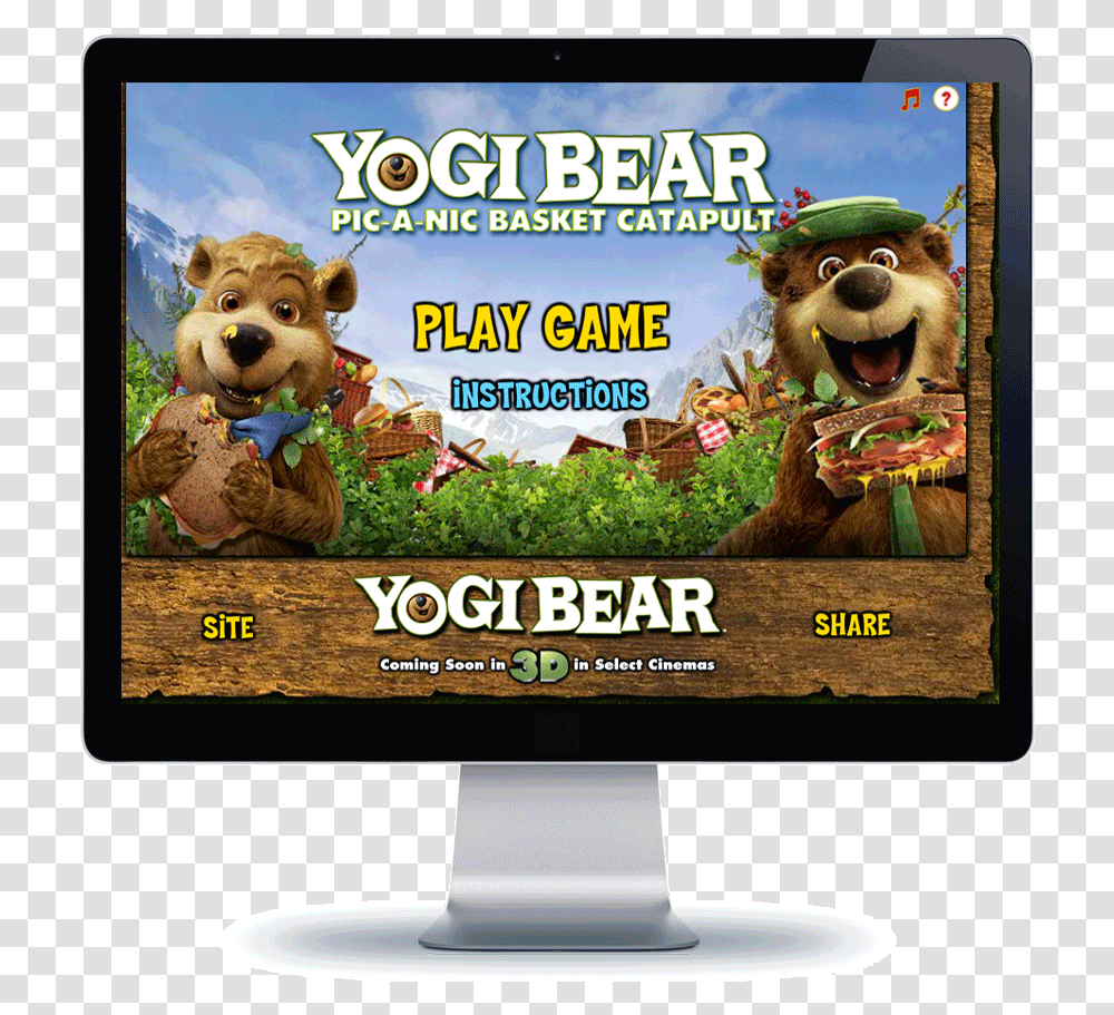Yogi Yogi Bear Movie Poster, Monitor, Screen, Electronics, LCD Screen Transparent Png