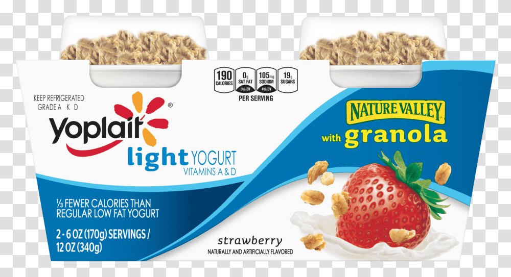 Yogurt Granola Yoplait Strawberry Yogurt With Granola, Food, Plant, Snack, Breakfast Transparent Png