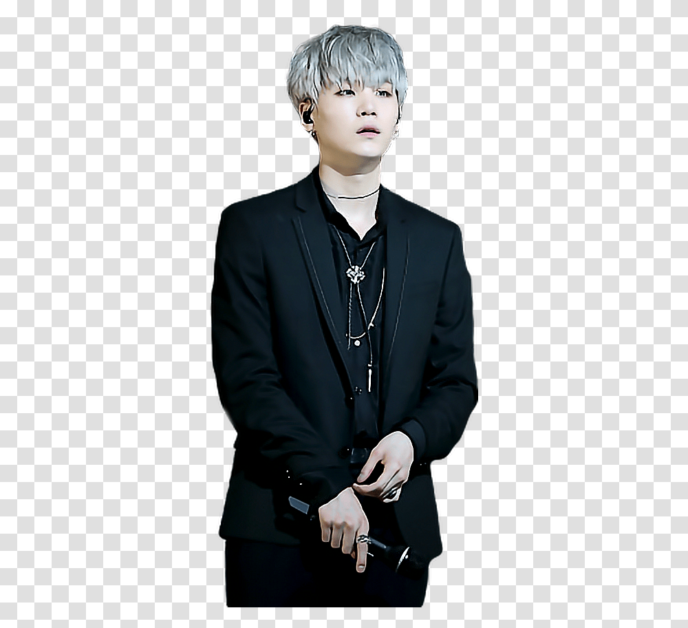 Yoongi Bts Bangtan Kpop Korea Stickers Suga Bts Suga Black Suit, Pendant, Person, Human, Overcoat Transparent Png