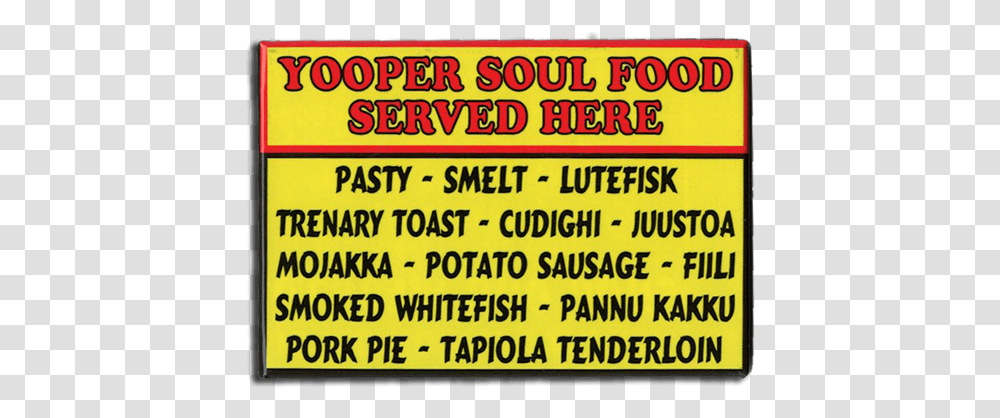 Yooper Soul Food Magnet Orange, Text, Word, Advertisement, Paper Transparent Png