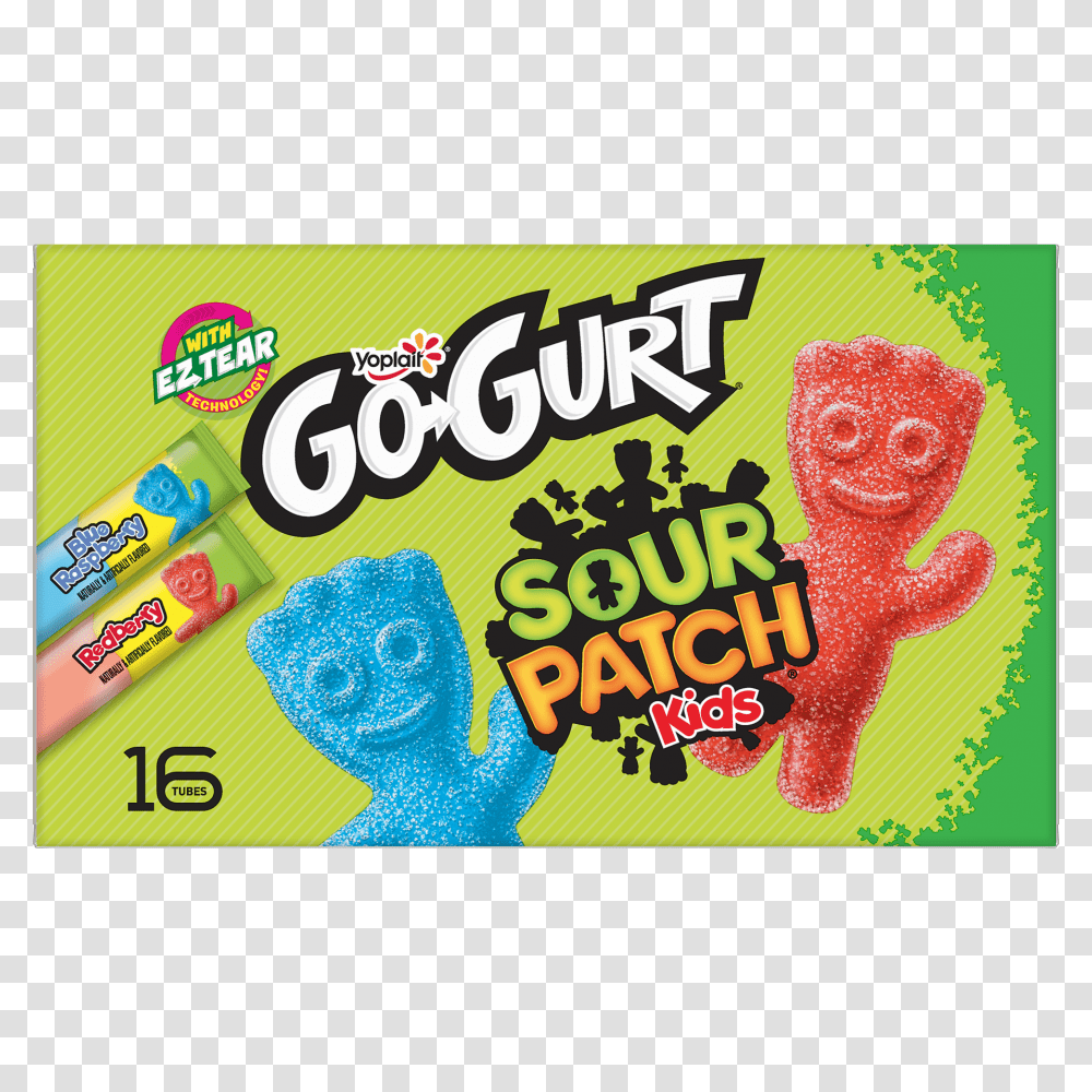 Yoplait Go Gurt Sour Patch Kids Portable Low Fat Yogurt Blue, Gum, Candy, Food Transparent Png
