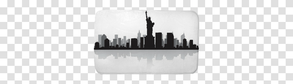 York City Skyline Silhouette Bath Mat Statue Of Liberty Silhouette, Person, Urban, Building, People Transparent Png