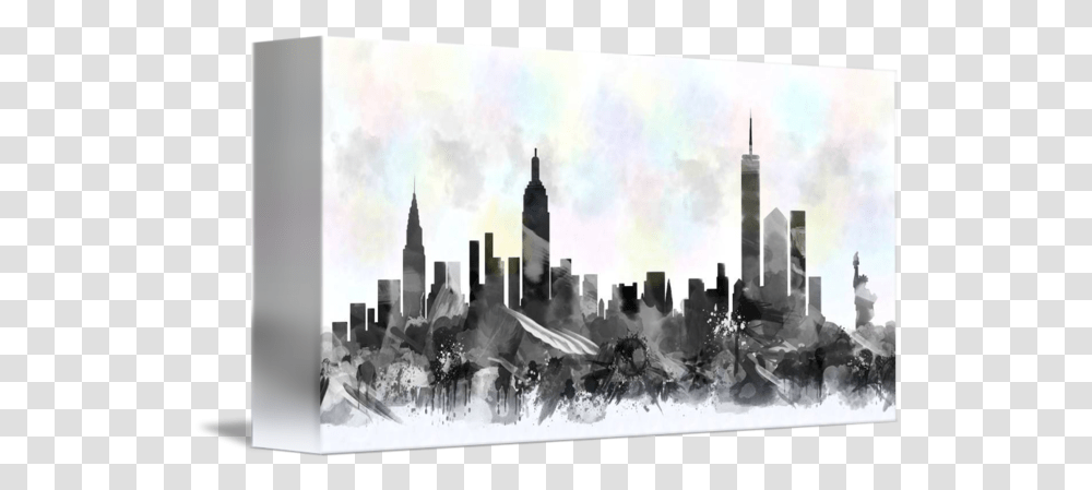 York City Skyline Silhouette Watercolor City Silhouette Watercolor, Urban, Building, High Rise, Architecture Transparent Png