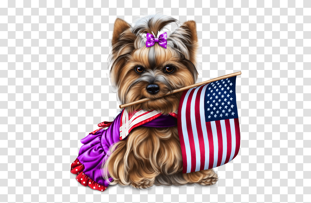 Yorkie 4th Of July 2 Fourth Of July Yorkie, Flag, Dog, Pet Transparent Png
