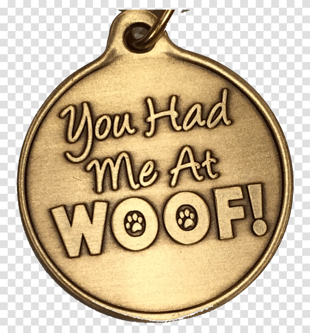 You Had Me At Woof Dog Pet Heart Bronze Keychain Paw Locket, Word, Gold, Label Transparent Png