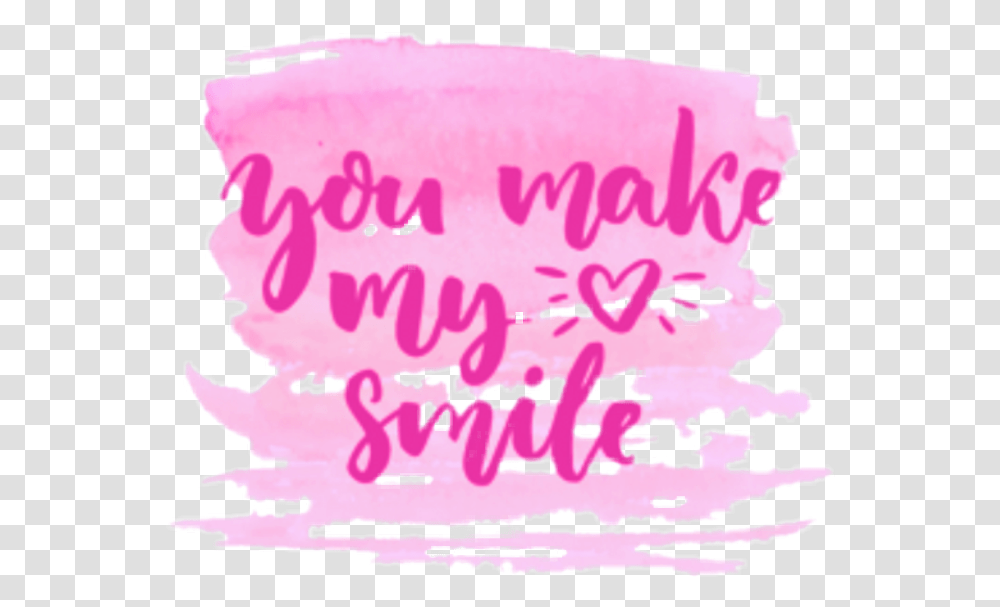 You Make My Heart Smile Pink Font Calligraphy Calligraphy, Poster, Sweets, Food Transparent Png
