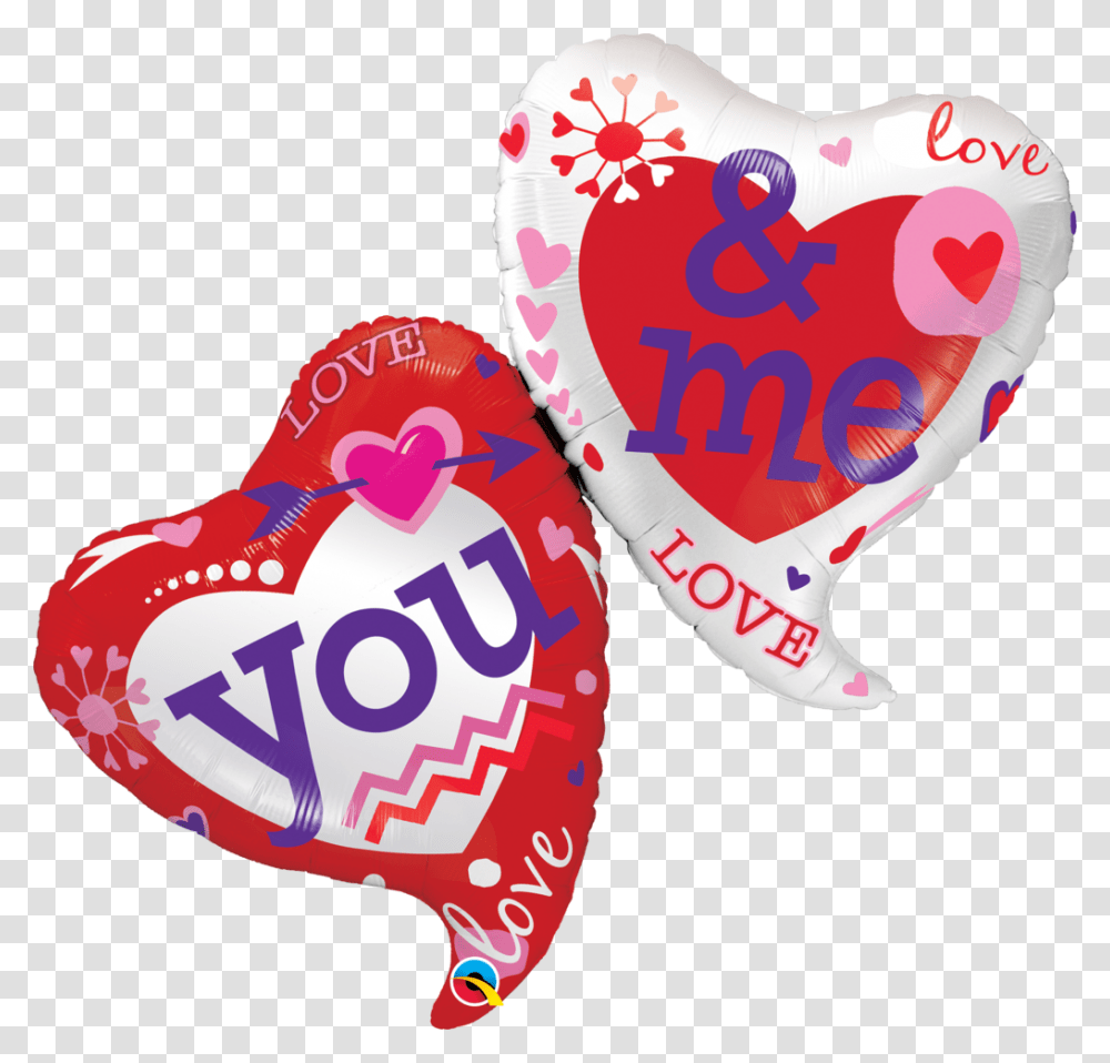 You & Me Two Hearts Balloon Heart, Sweets, Food, Confectionery Transparent Png