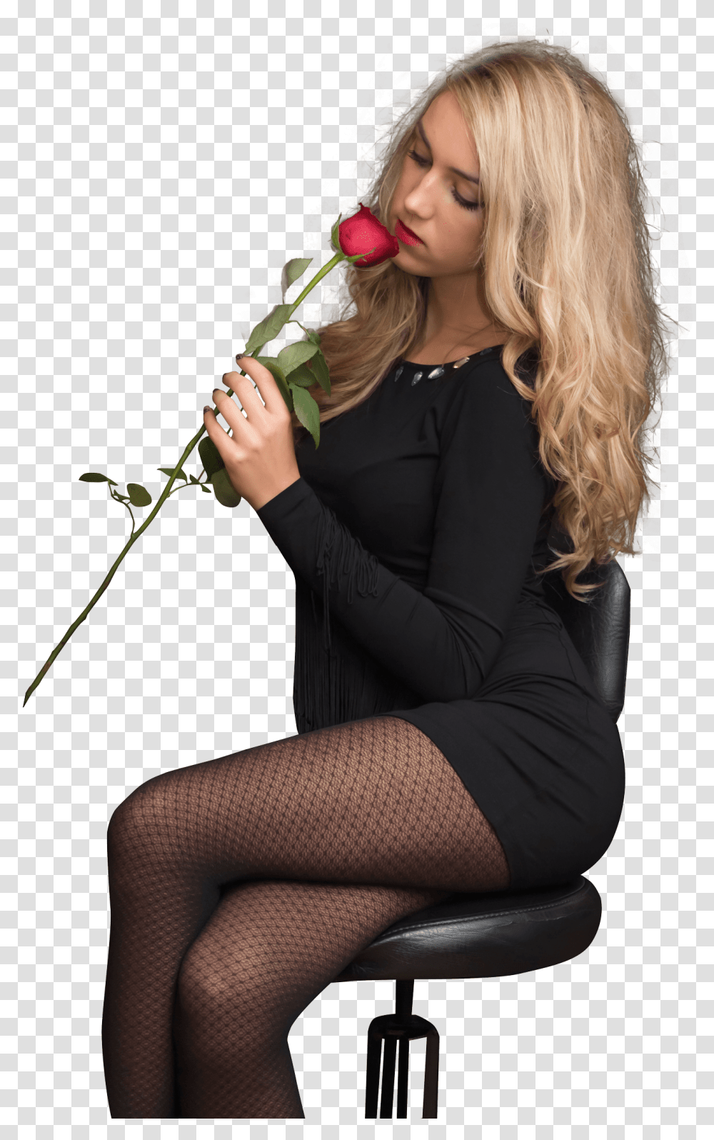 Young Beautiful Woman Sitting With Rose Image Beautiful Girl Sitting, Plant, Person, Pants Transparent Png