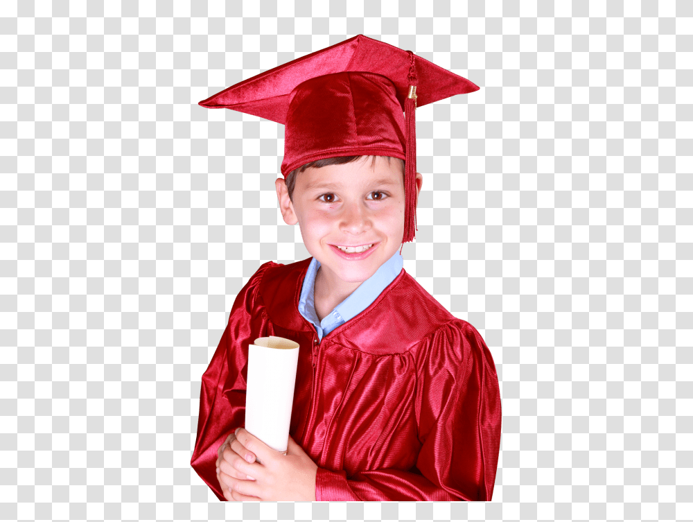 Young Boy Wearing Red Graduation Gown, Person, Human, Apparel Transparent Png
