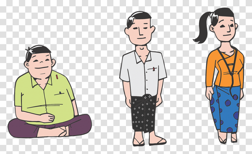 Young Burmese Youth Student Boy Girl Man Woman Burmese Cartoon, Person, Female, Shorts Transparent Png