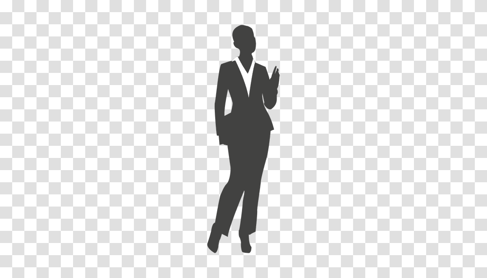Young Businesswoman Silhouette, Standing, Person, Suit, Overcoat Transparent Png