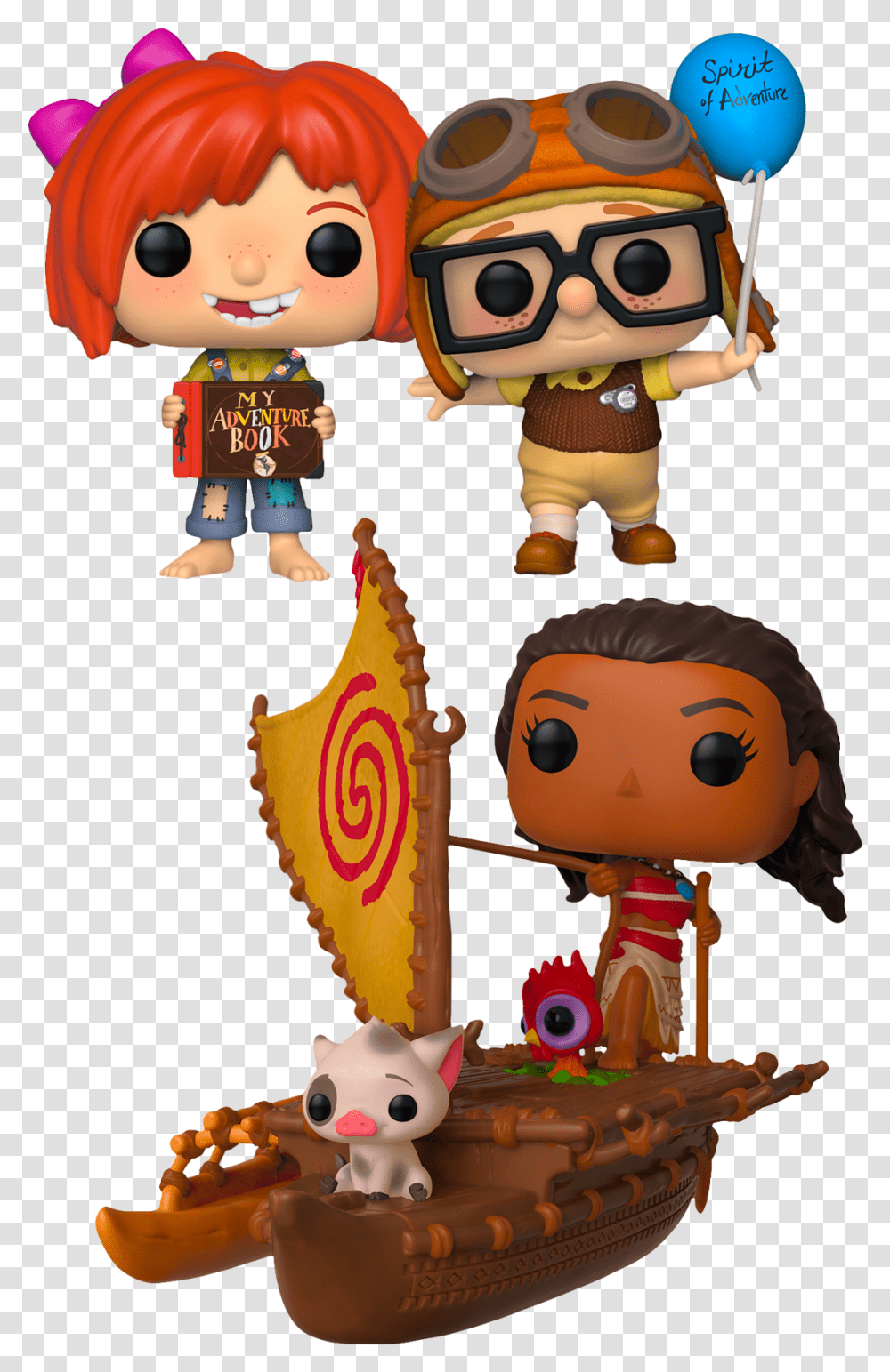 Young Carl Amp Ellie With Moana Funko Pop Vinyl Figure, Toy, Doll, People, Person Transparent Png