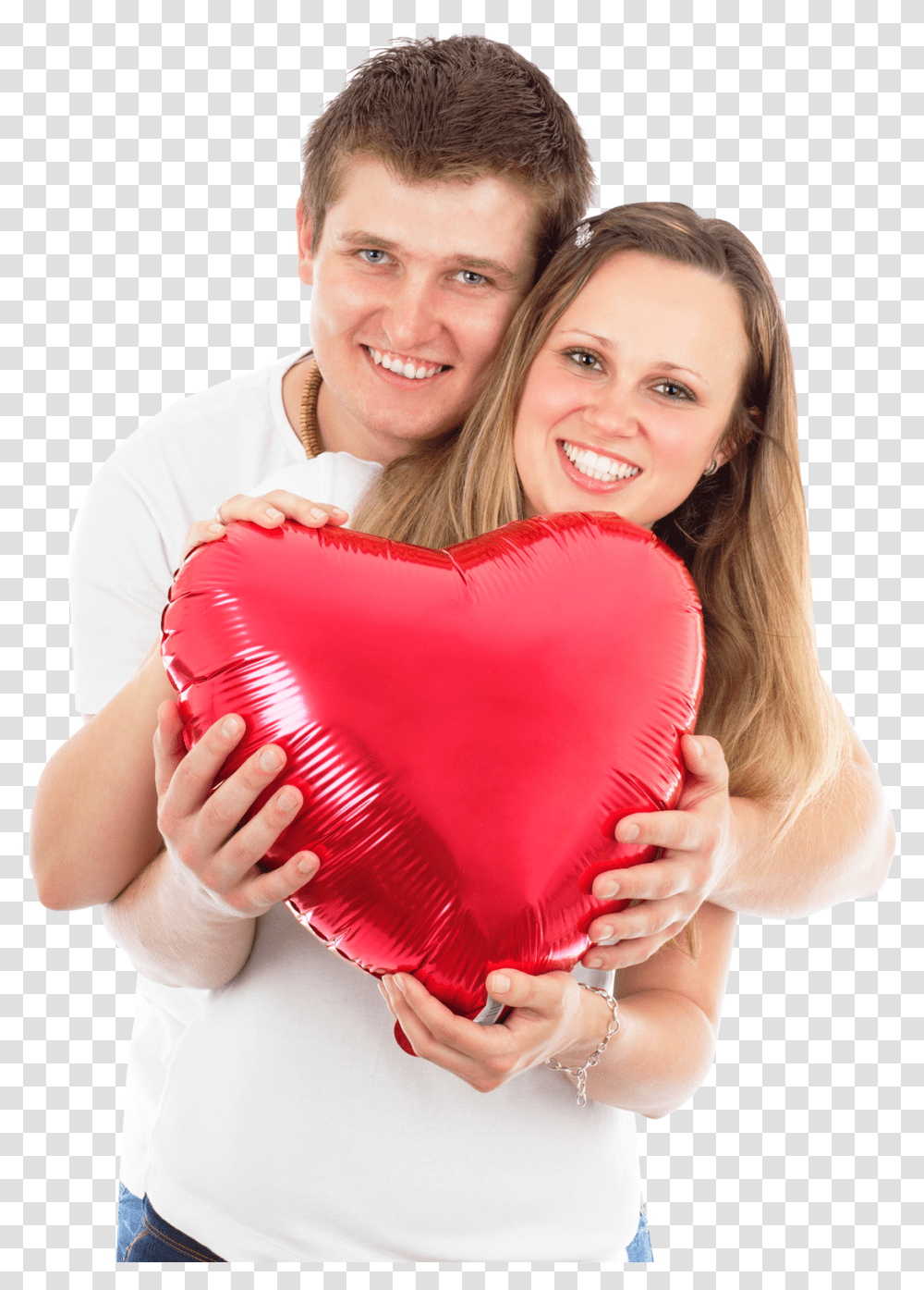 Young Couple Holding A Red Heart Pillow Image Pngpix Couple In Love, Person, Human, Clothing, Cushion Transparent Png