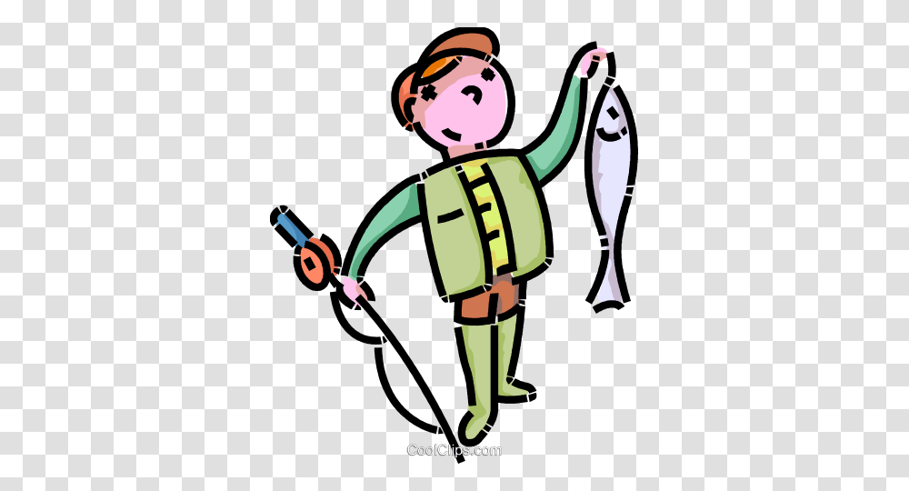 Young Fisherman With Fish Royalty Free Vector Clip Art, Drawing, Leisure Activities, Robot Transparent Png