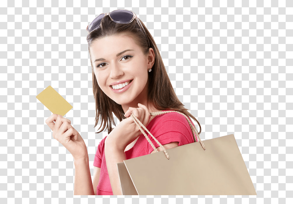 Young Girl Holdind Shopping Bags And Credit Card Background Shopping ...