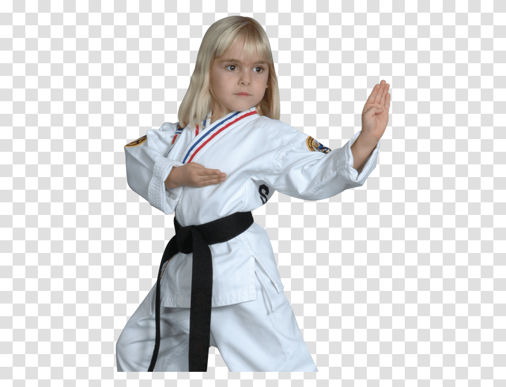 Young Girl In Karate Stance Taekwondo Black Belt Girl, Person, Human, Martial Arts, Sport Transparent Png