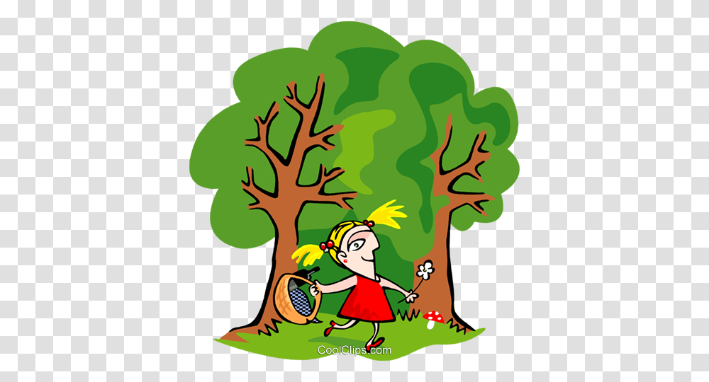 Young Girl Royalty Free Vector Clip Art Illustration, Green, Tree, Plant Transparent Png