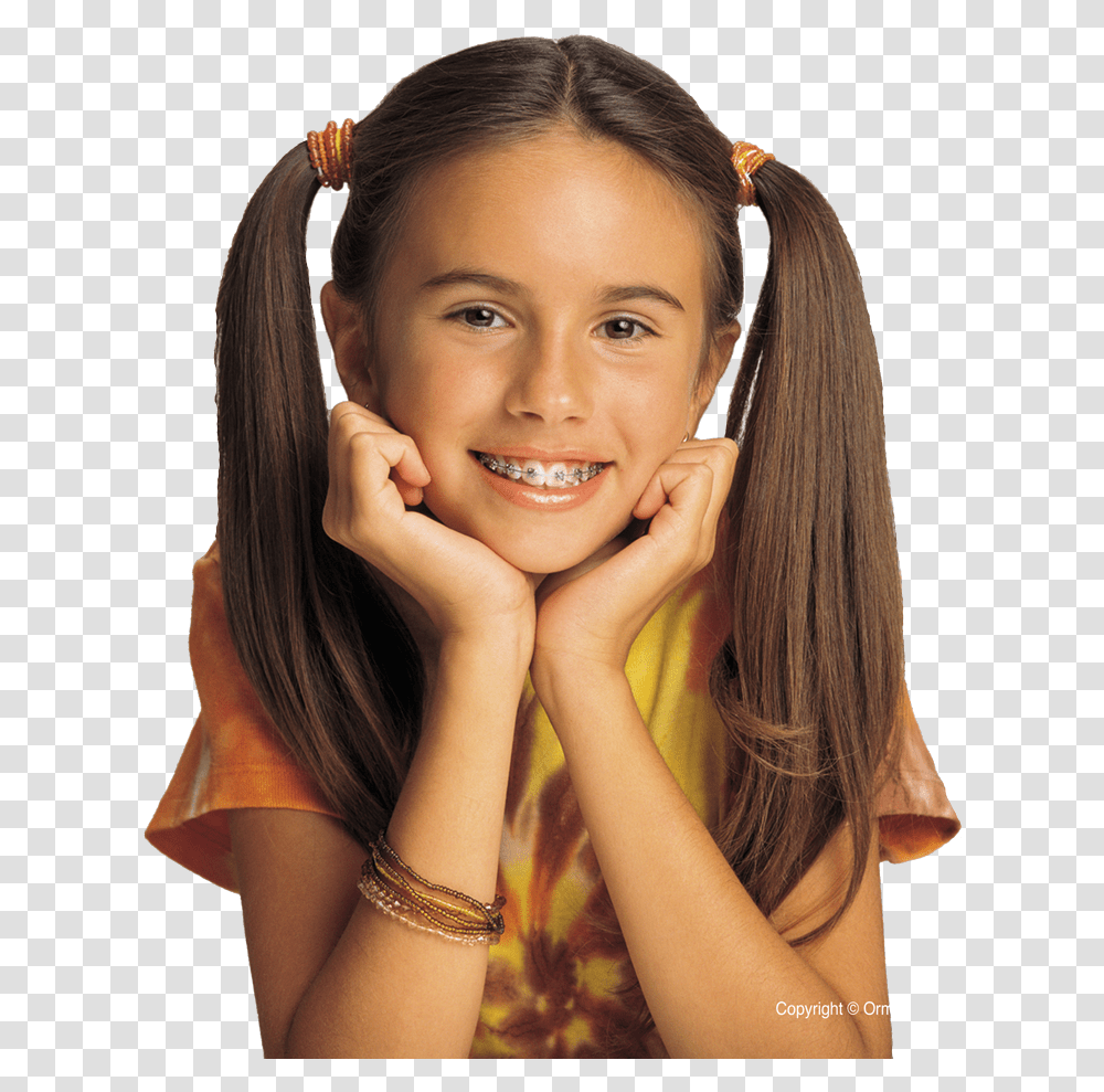 Young Girl With Damon Braces Tween With Pigtails And Braces, Person, Human, Hair, Finger Transparent Png