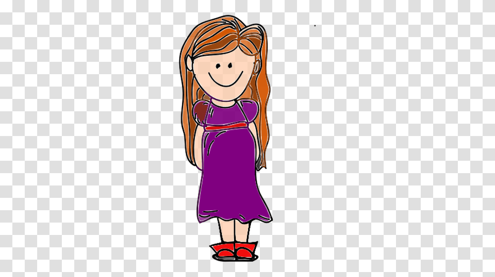 Young Lady With Long Brown Hair Vector Clip Art, Dress, Female, Woman Transparent Png