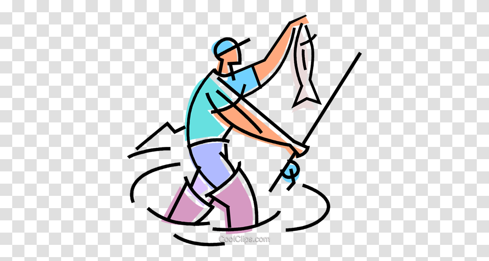 Young Man Catching A Fish Royalty Free Vector Clip Art, Bow, Sport, Angler, Fishing Transparent Png