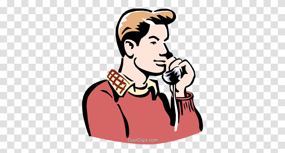 Young Man On Phone Royalty Free Vector Clip Art Illustration, Person, Face, Head Transparent Png