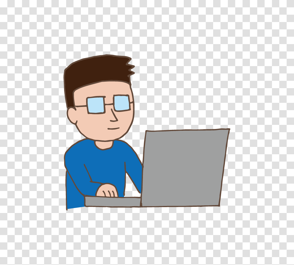 Young Man Using Laptop Free Illust Net, Pc, Computer, Electronics, Sunglasses Transparent Png