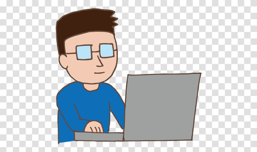 Young Man Using Laptop Laptop With Person Animated, Pc, Computer, Electronics, Human Transparent Png